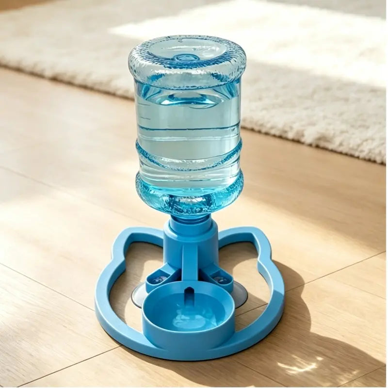 Gravity Auto-Refill Pet Water Dispenser with Water Bottle - Food-Grade ABS, No-Electric, Spill-Proof, Stable Bowl for Cats, Small Dogs, Maintains Clean Floors (Pink, Blue Options)