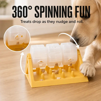 Smartwell PP Plastic 360-Degree Spin Action Dog Treat Dispenser Puzzle Feeder - 3 Removable Chambers, Slow Feeding Mental Enrichment Toy for Indoor Dogs