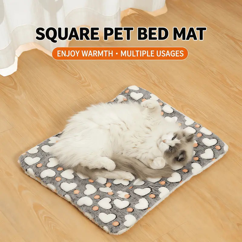 Flannel Pet Sleeping Bed - Thick Plush, Snug Warm Spot with Soft Padding, Stain Resistant Contemporary Blanket, Machine Washable, for Dogs & Cats, 2 Sizes (69*52Cm, 89*68Cm) Available