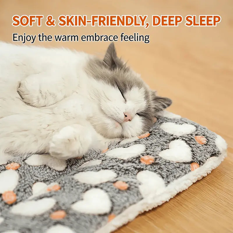 Flannel Pet Sleeping Bed - Thick Plush, Snug Warm Spot with Soft Padding, Stain Resistant Contemporary Blanket, Machine Washable, for Dogs & Cats, 2 Sizes (69*52Cm, 89*68Cm) Available