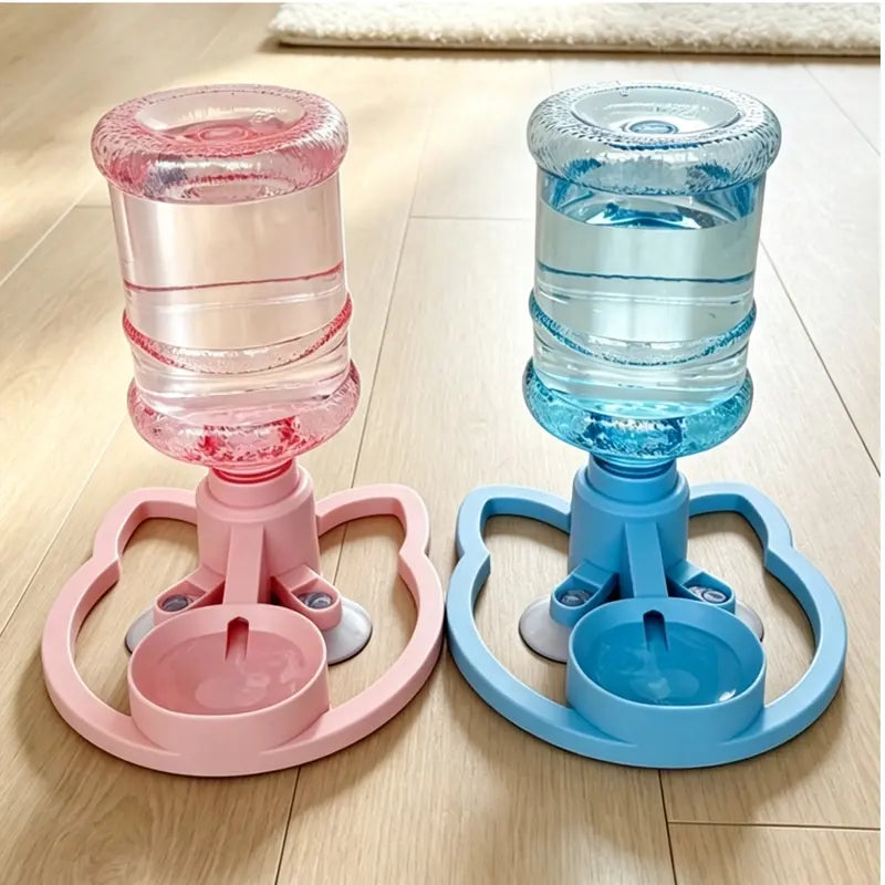 Gravity Auto-Refill Pet Water Dispenser with Water Bottle - Food-Grade ABS, No-Electric, Spill-Proof, Stable Bowl for Cats, Small Dogs, Maintains Clean Floors (Pink, Blue Options)