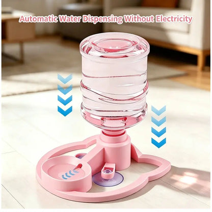 Gravity Auto-Refill Pet Water Dispenser with Water Bottle - Food-Grade ABS, No-Electric, Spill-Proof, Stable Bowl for Cats, Small Dogs, Maintains Clean Floors (Pink, Blue Options)