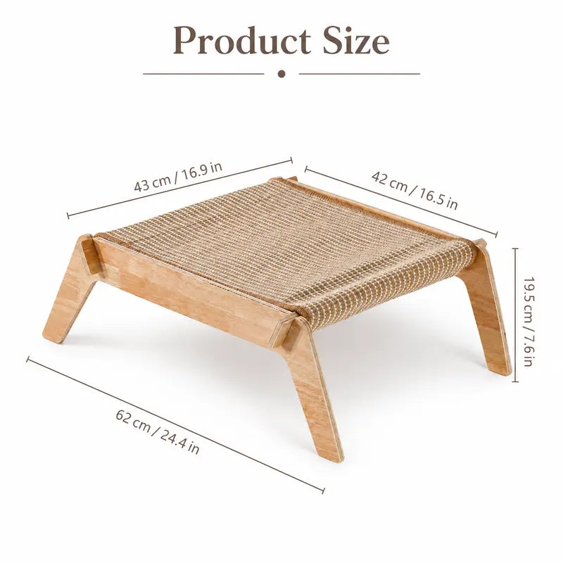Solid Wood Elevated Pet Bed Cot for Cats & Small Dogs - Cooling Breathable Woven Mat, Ventilation, No-Tool No-Screw Easy Assembly, Durable, Stable, Everyday Use