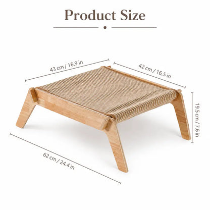 Solid Wood Elevated Pet Bed Cot for Cats & Small Dogs - Cooling Breathable Woven Mat, Ventilation, No-Tool No-Screw Easy Assembly, Durable, Stable, Everyday Use