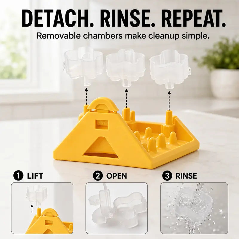 Smartwell PP Plastic 360-Degree Spin Action Dog Treat Dispenser Puzzle Feeder - 3 Removable Chambers, Slow Feeding Mental Enrichment Toy for Indoor Dogs