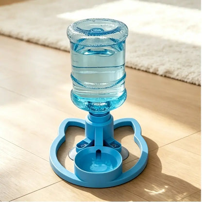 Gravity Auto-Refill Pet Water Dispenser with Water Bottle - Food-Grade ABS, No-Electric, Spill-Proof, Stable Bowl for Cats, Small Dogs, Maintains Clean Floors (Pink, Blue Options)
