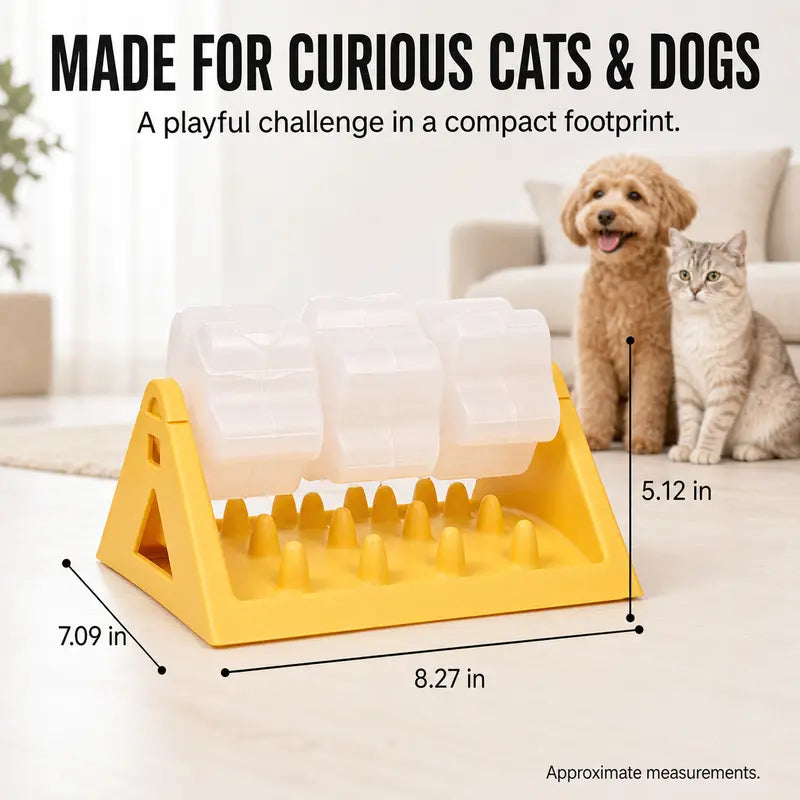 Smartwell PP Plastic 360-Degree Spin Action Dog Treat Dispenser Puzzle Feeder - 3 Removable Chambers, Slow Feeding Mental Enrichment Toy for Indoor Dogs